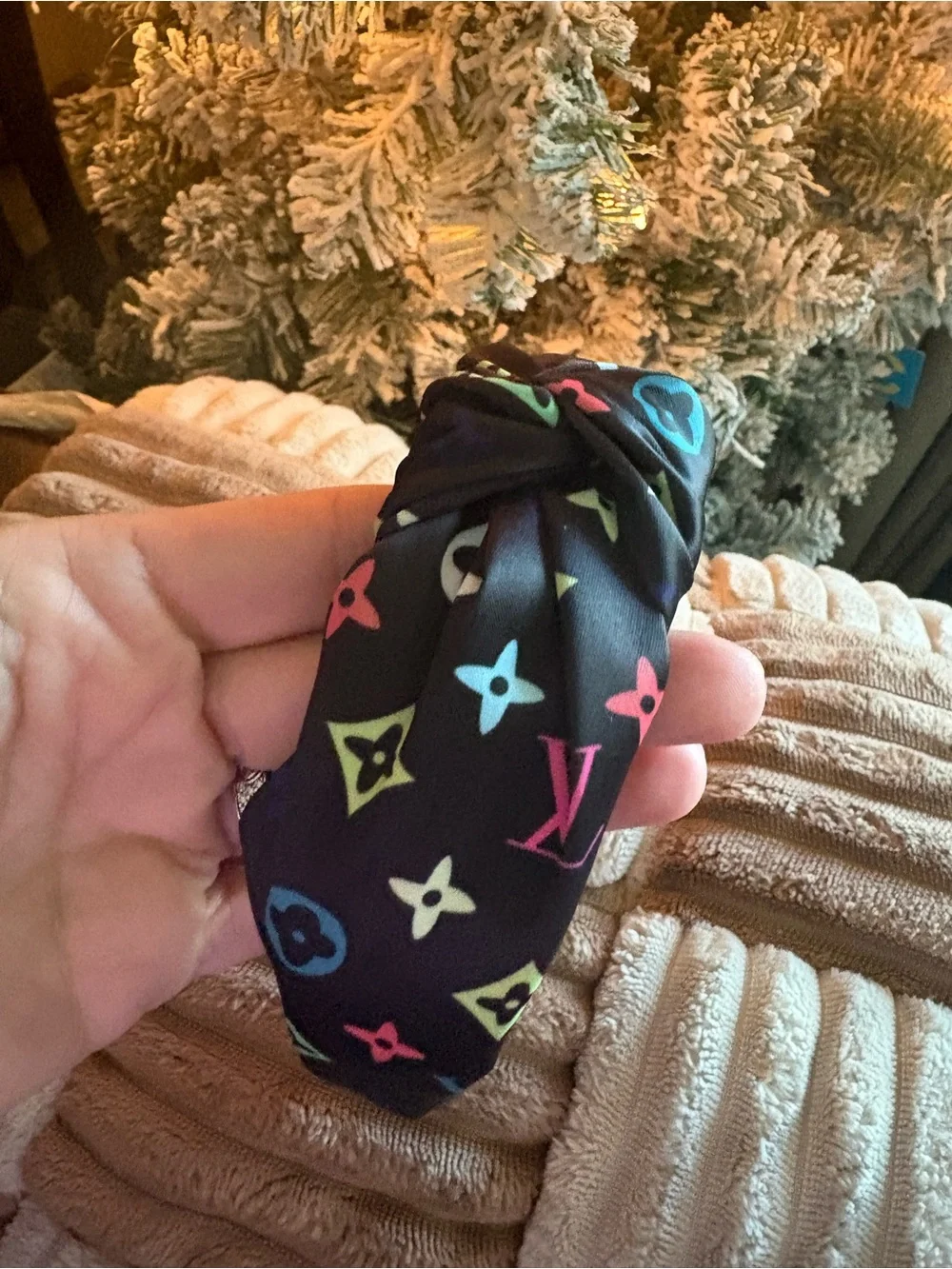 Fashion Black Multicolor Logo Knot Headband